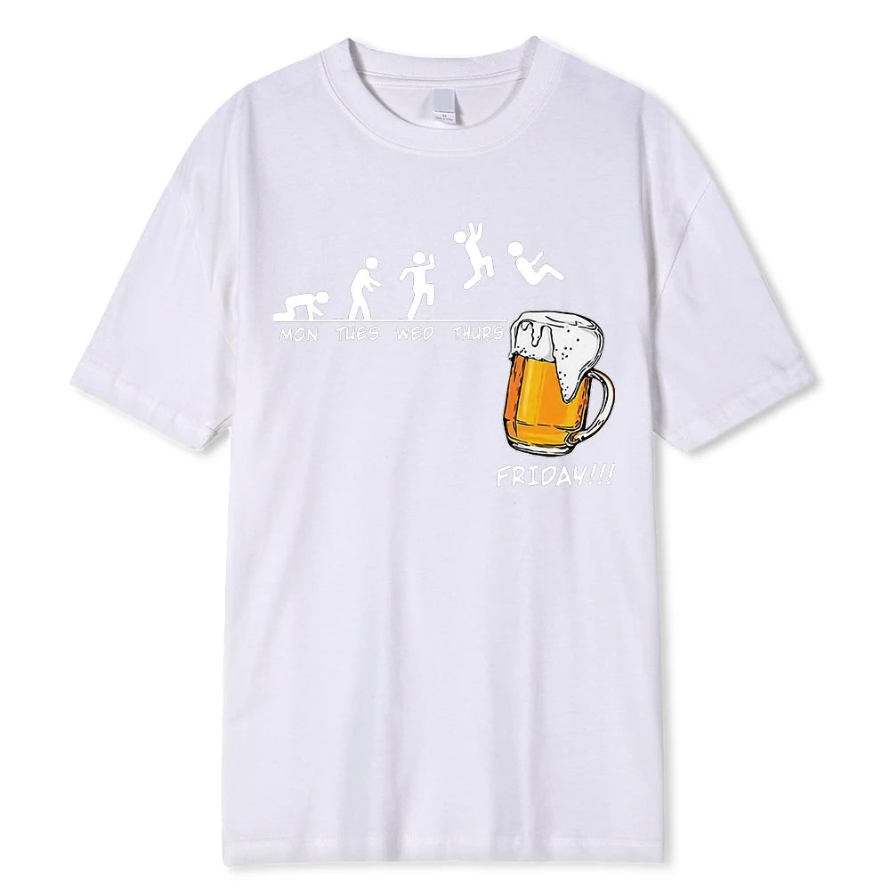 Friday Beer Print Men's Brand T-shirts Funny Graphic Hip Hop Summer Men Tshirts Streetwear Cotton Harajuku T-Shirt Short Sleeve