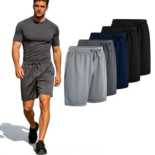 Nonecn Mens Casual Shorts With Drawstring Waistband Breathable Summer Polyester