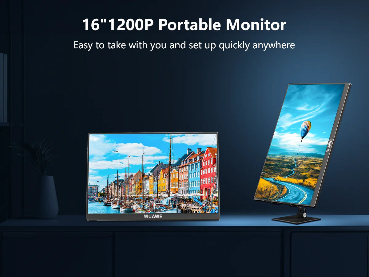 Christmas Gifts 16 inch 60HZ Gaming Portable Monitor for Laptop, 1200P Display LCD FHD External Second Computer Screen for Phone