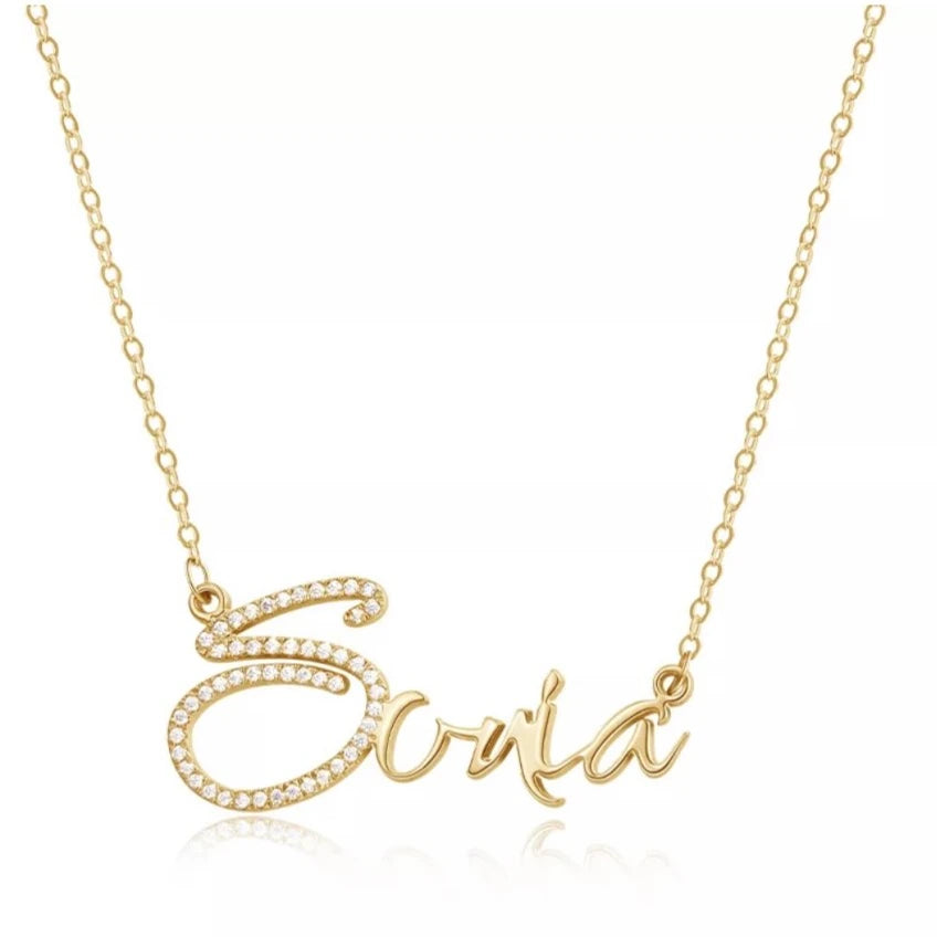 DUOYING Zirconia Initial Letters Necklace Personalized Names Crystal Pendant