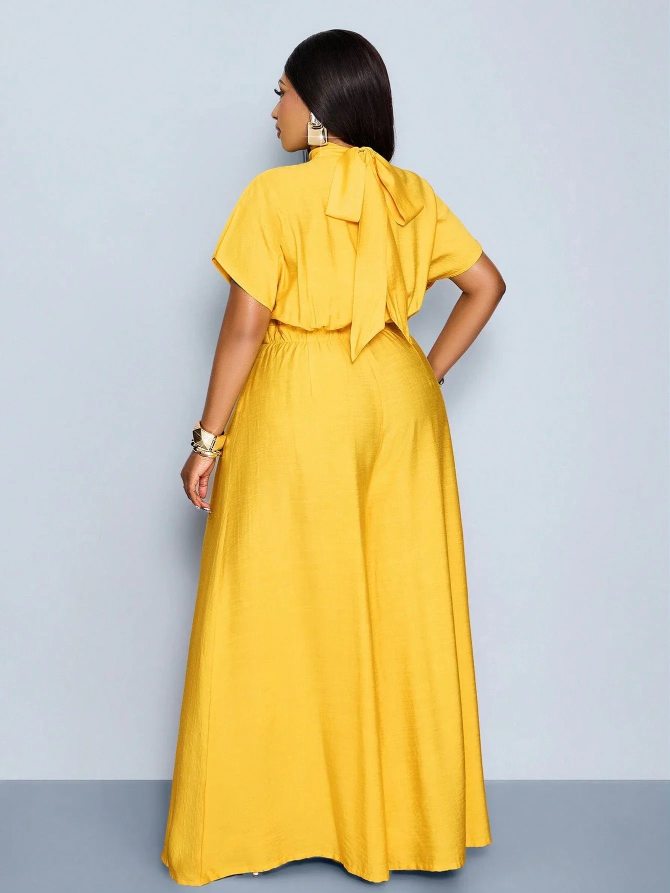 Sleeveless Stand Collar Waist Tie A Line Dress For Women