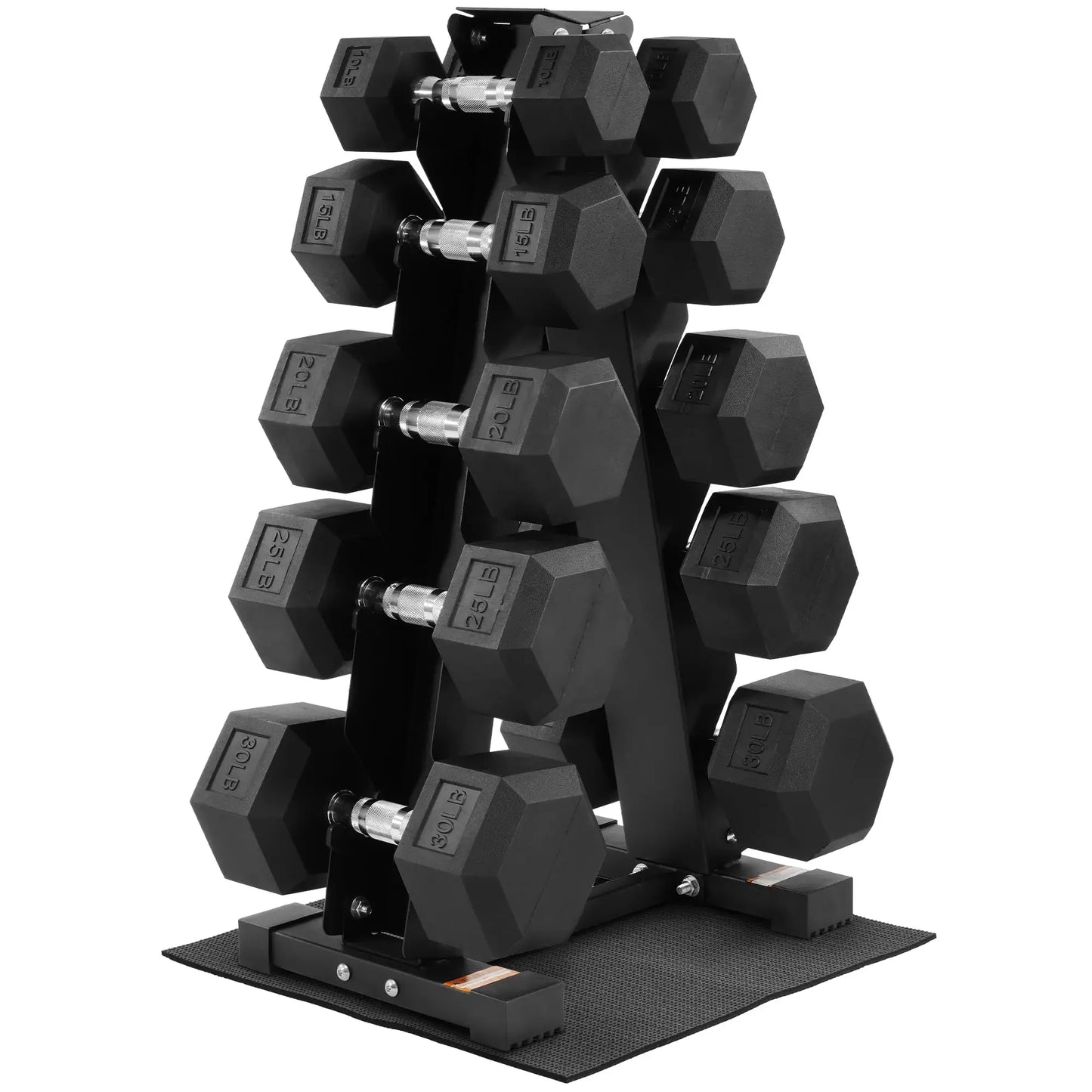 BalanceFrom Rubber Coated Hex Dumbbell Weight Set with Storage Rack, 100LB or 150LB or 200LB Set