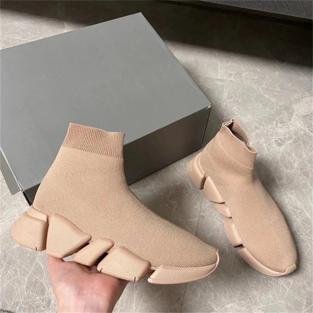 High Top Breathable Sock Sneakers Platform Shoes For Men And Women