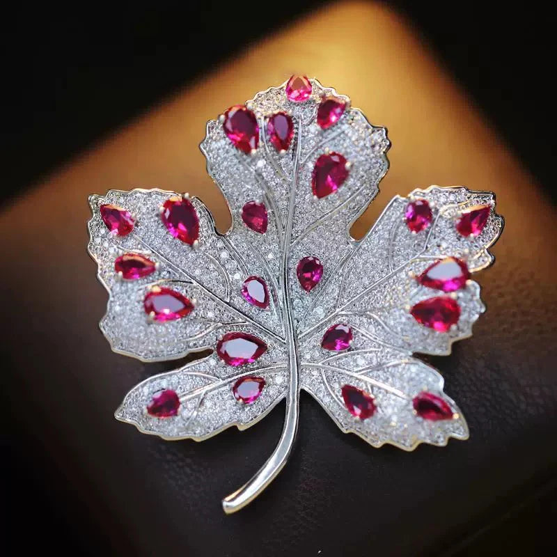 OKILY Palace Elegance Zircon Dancing  Girl Brooch Pins Temperament Enamel Bowknot Fan gingko Feather Corsage for Woman Ornament