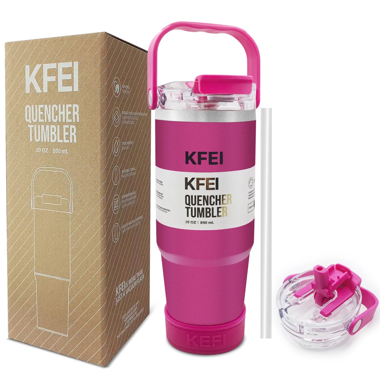 NONEDrinkware Double Wall Stainless Tumbler With Lid Straw