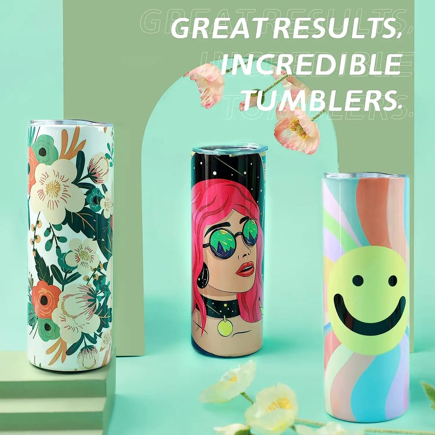 8 Pack Sublimation Tumbler Blanks Skinny Straight Stainless Steel Insulated