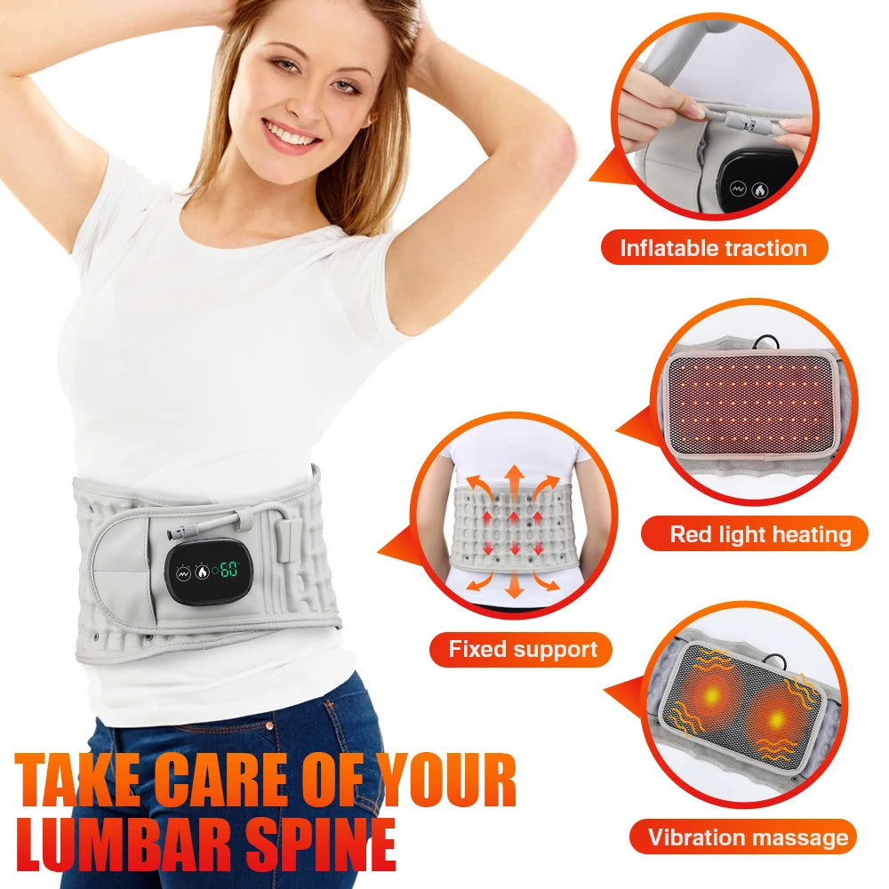 PASTSKY Inflatable Decompression Belt With Rechargeable Heated Lumbar Traction