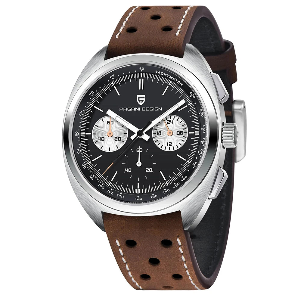 Pagani Design Retro Luxury Chronograph VK63 Quartz Watch Leather Strap