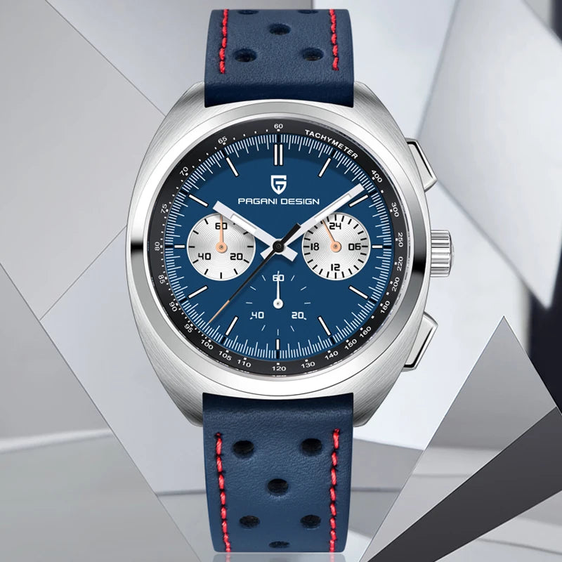 Pagani Design Retro Luxury Chronograph VK63 Quartz Watch Leather Strap