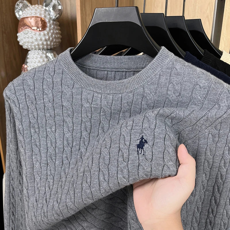 Luxury Solid Color Embroidered Knitted Sweater Long Sleeve 2026