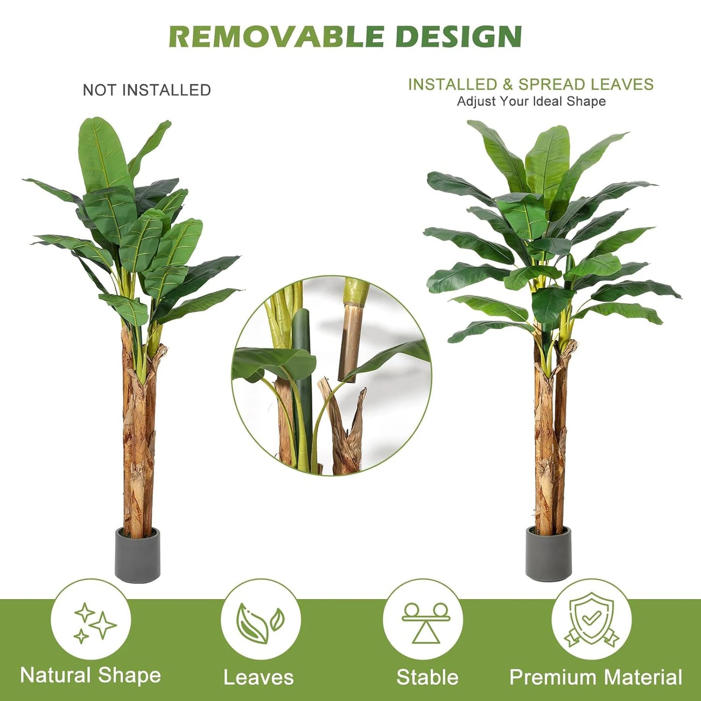 HiMISS Artificial Banana Tree With Planter Home Decor