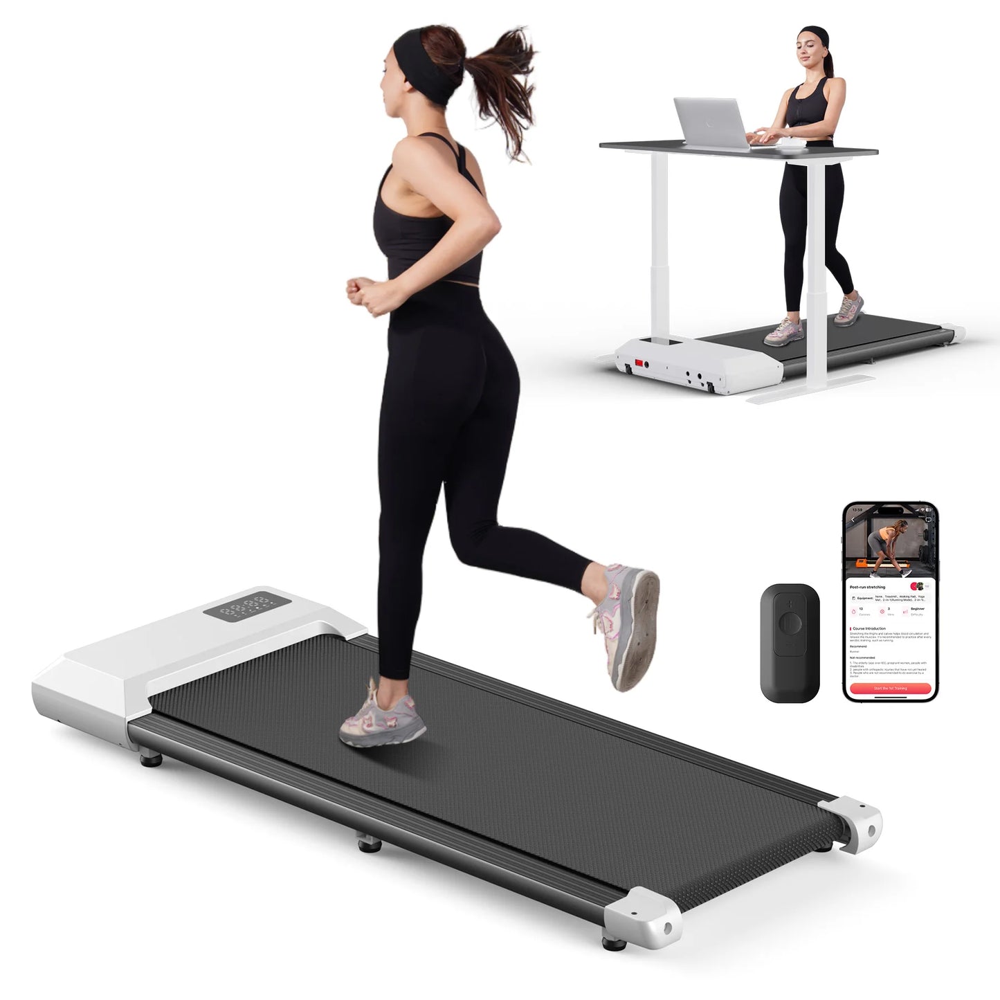 Home 2.5HP Treadmill With Bluetooth 300lbs Capacity 2in1 Walking Running