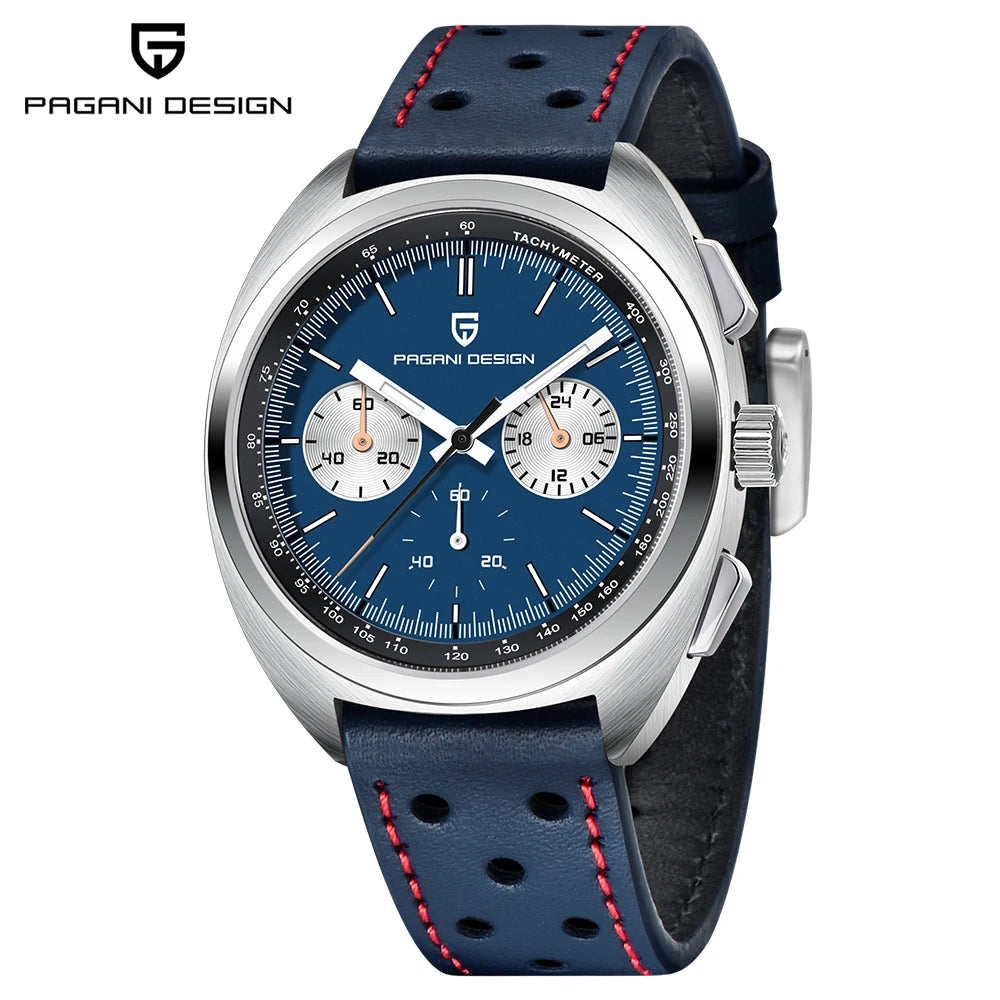 Pagani Design Retro Luxury Chronograph VK63 Quartz Watch Leather Strap