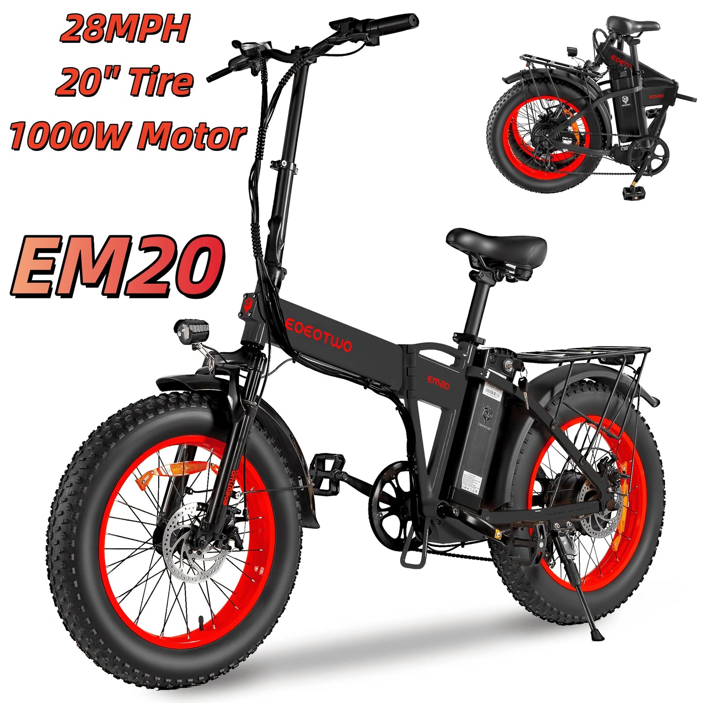 EOEOTWO 1500W Electric Bike 48V 15Ah Fat Tire Ebike