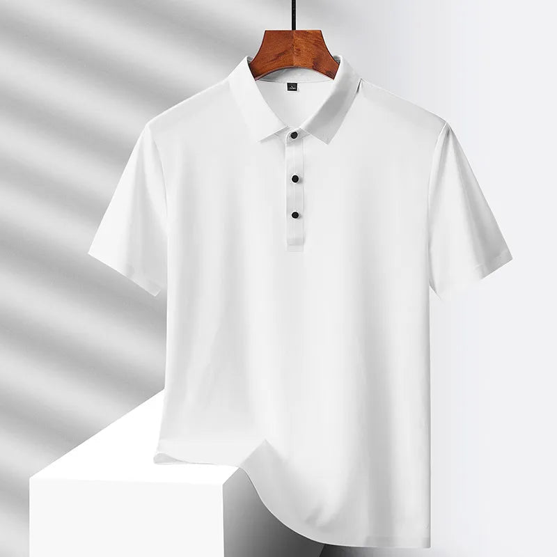 Selected popular nylon fabric dad's summer clothing middle-aged men's short sleeved T-shirt, summer ice silk quick drying mid
