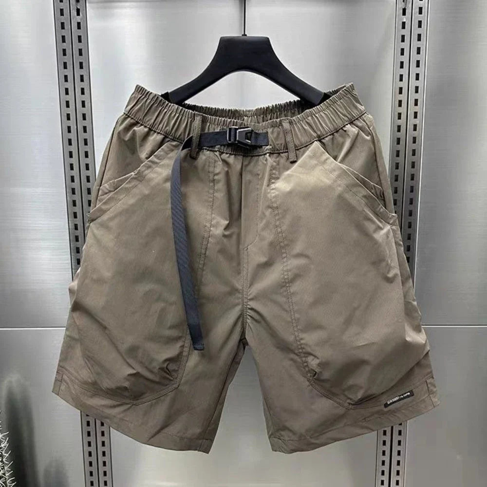 2026 Men's Large Pocket Waistband Work Shorts Summer Thin New Loose Straight Half Middle Pants