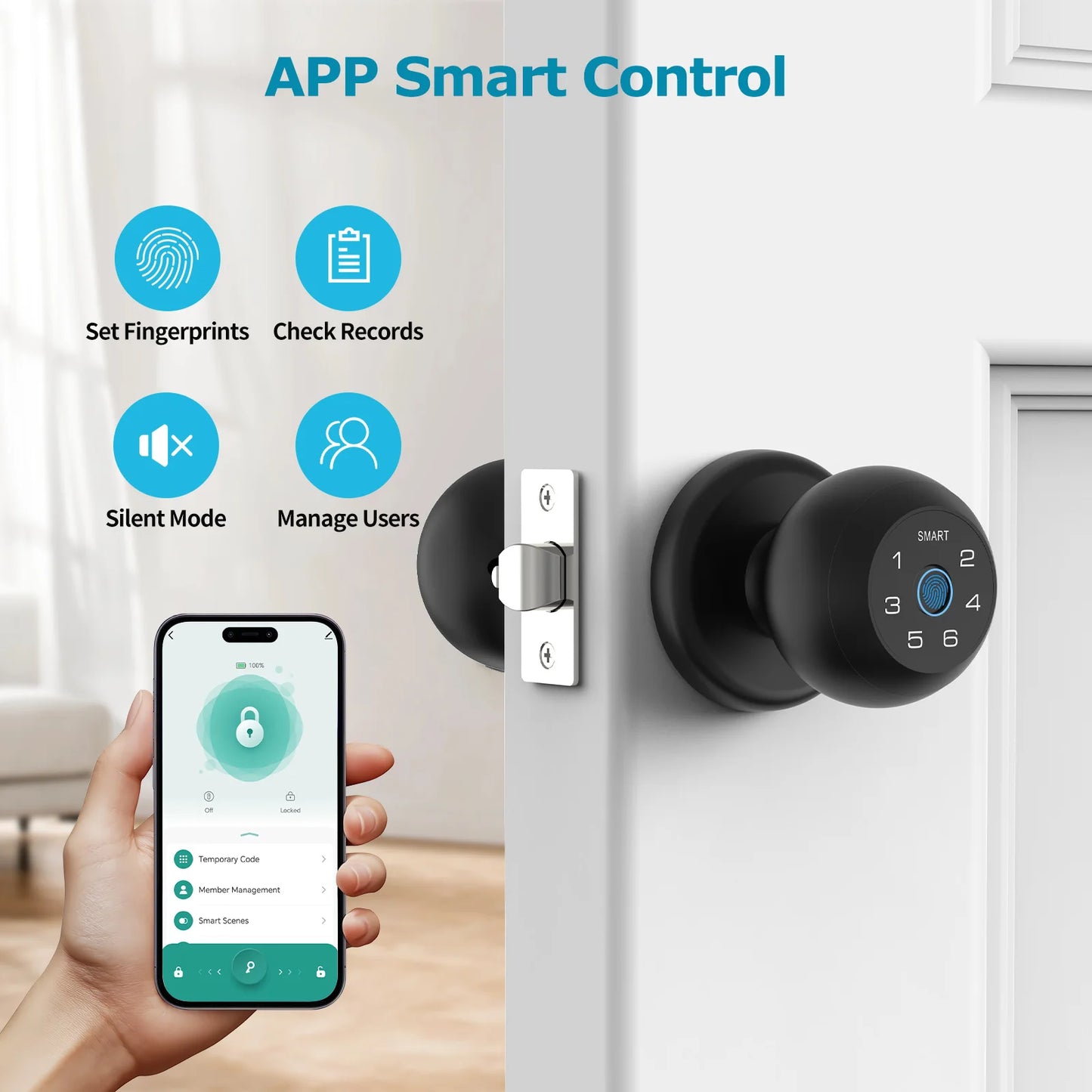 Viladepot Ball Shaped Smart Lock With Fingerprint And App Control
