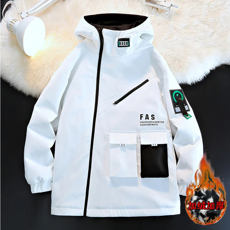 Men's Pilot Hooded Zipper Jacket Baseball Uniform Velvet Coat
