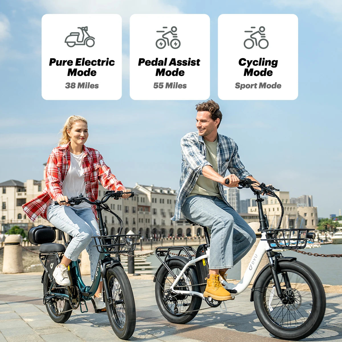 DYU C9 Electric Fat Tire Bike 1000W Motor 48V Battery