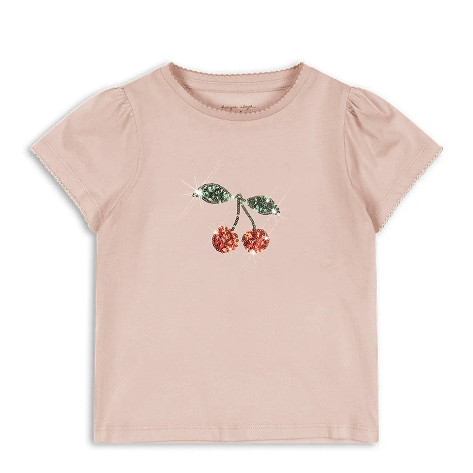 Girls' Dresses 2026 Summer New Arrivals: Pink Floral Print Fashionable Princess Dress, Cute Cartoon Cotton T-Shirts, and Shorts