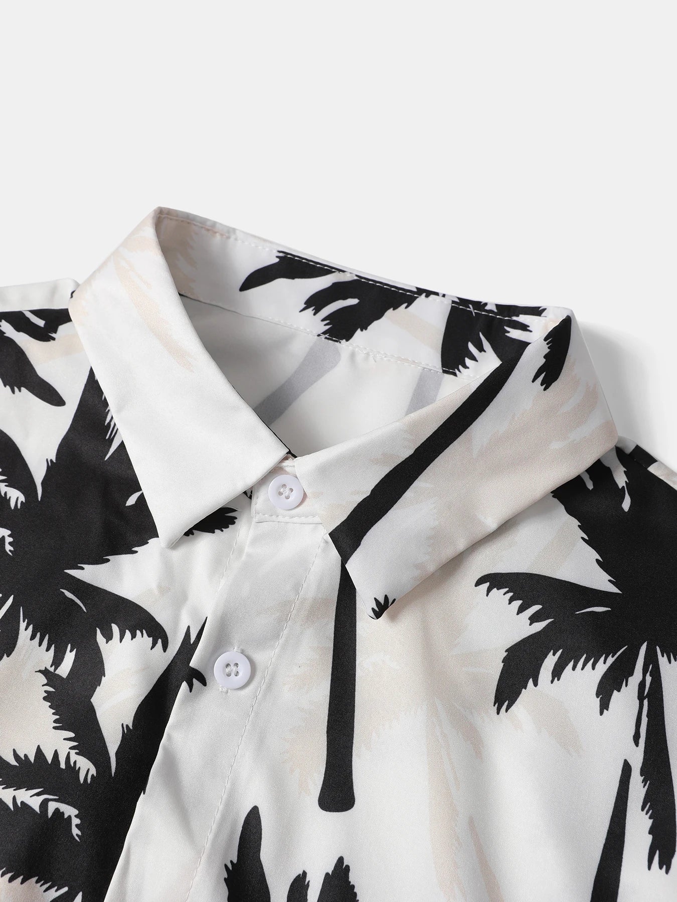 2-pack, men's short-sleeved button-down shirt with a lapel and printed pattern, paired with drawstring pants, for trendy, casual