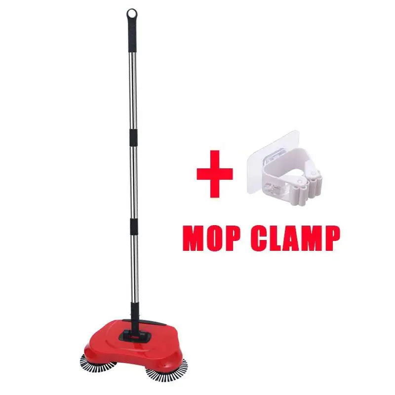 Hand Push Broom, Multifunctional Cleaning Tool Sweep Mop, Long Handle Push Broom with Auto Spiral Deep Clean System