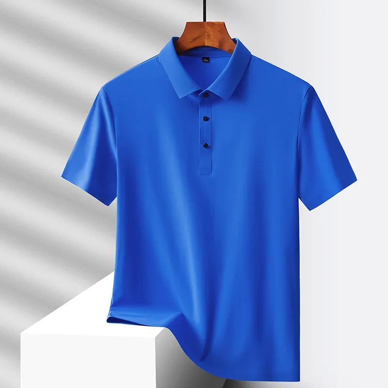 Selected popular nylon fabric dad's summer clothing middle-aged men's short sleeved T-shirt, summer ice silk quick drying mid