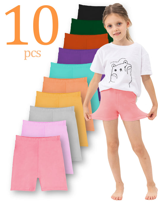 Girls Summer Biker Shorts Multipack Soft Elastic Waist