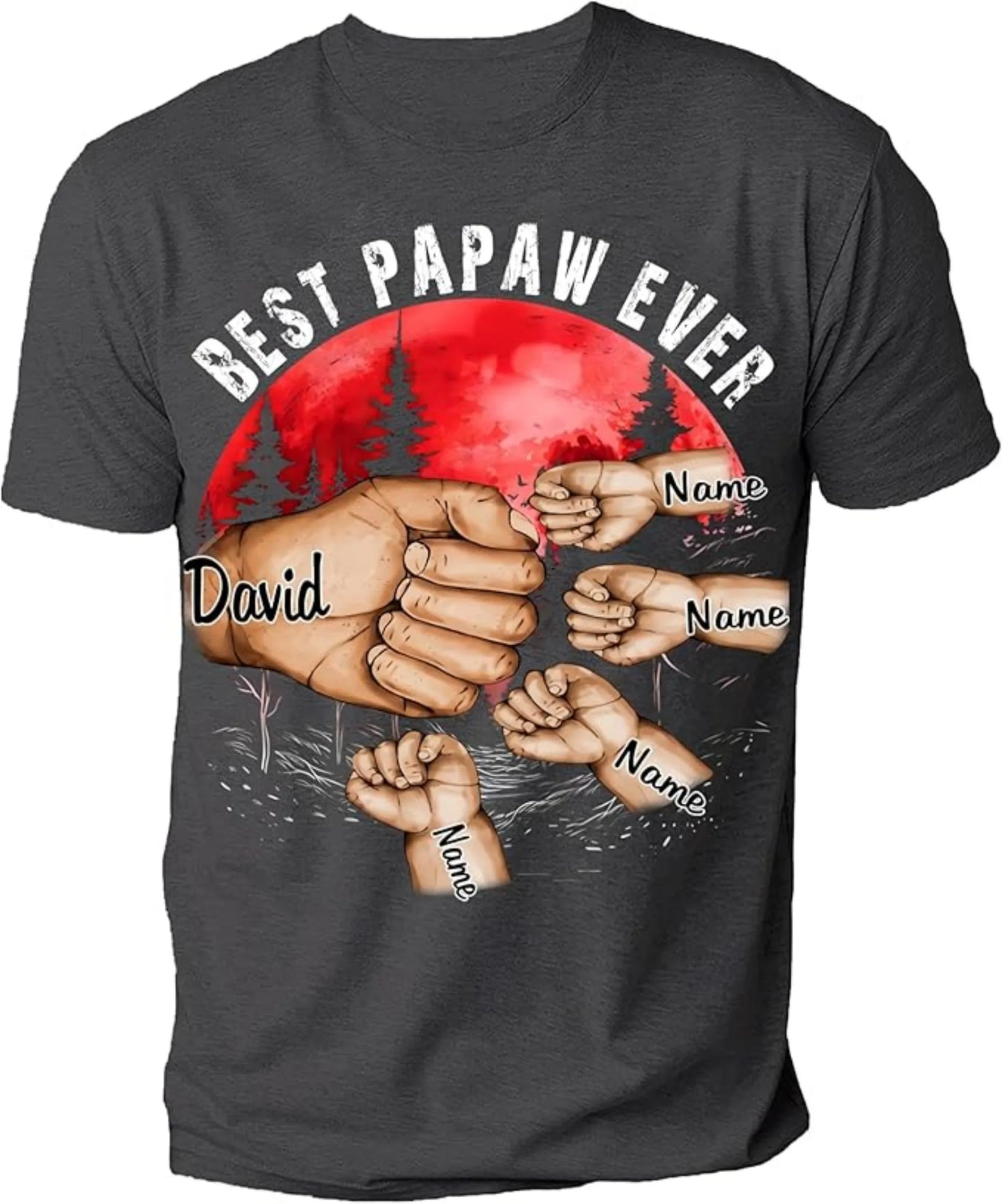 Best Grandpa Dad Ever Shirt Custom Fist Bump Kid Name