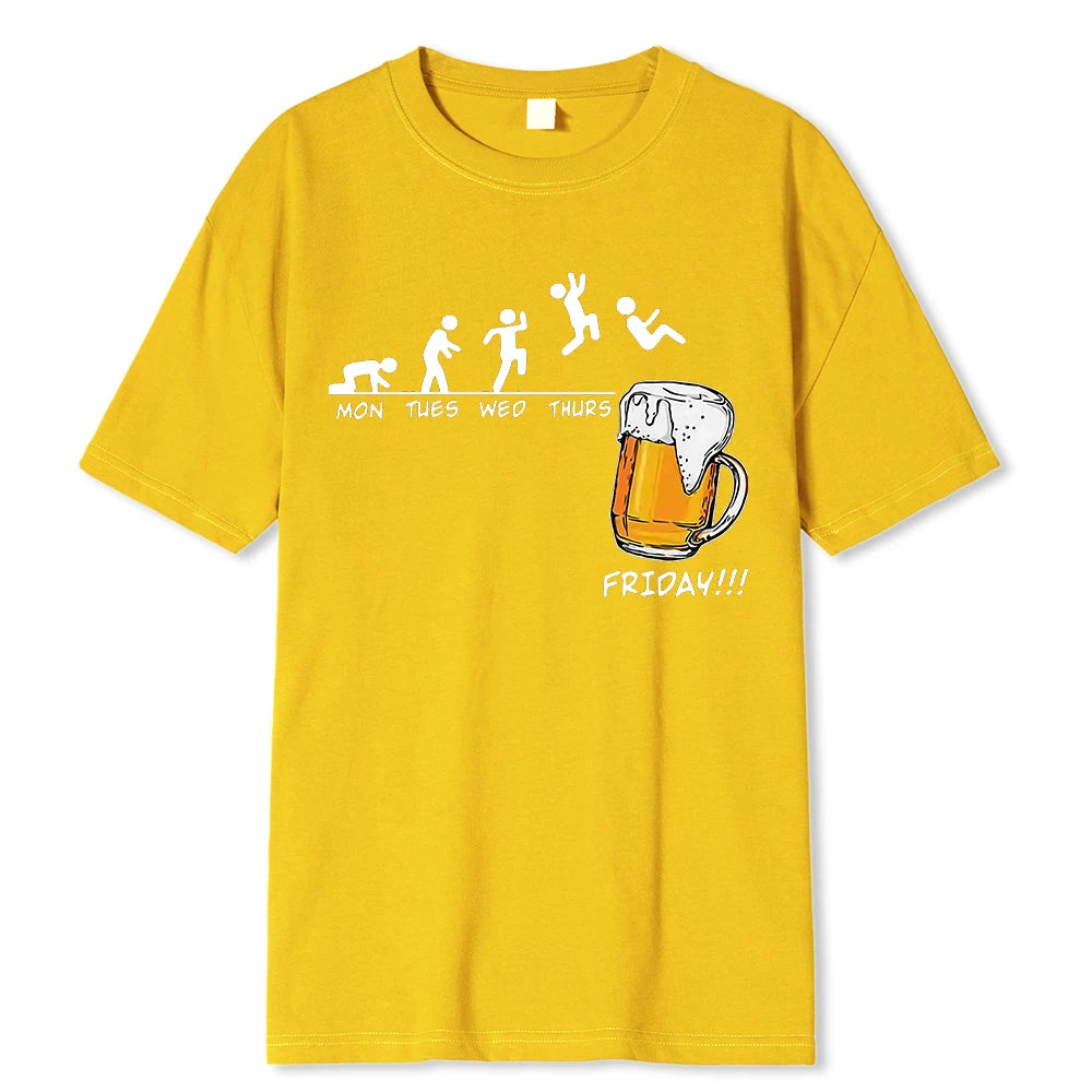 Friday Beer Print Men's Brand T-shirts Funny Graphic Hip Hop Summer Men Tshirts Streetwear Cotton Harajuku T-Shirt Short Sleeve