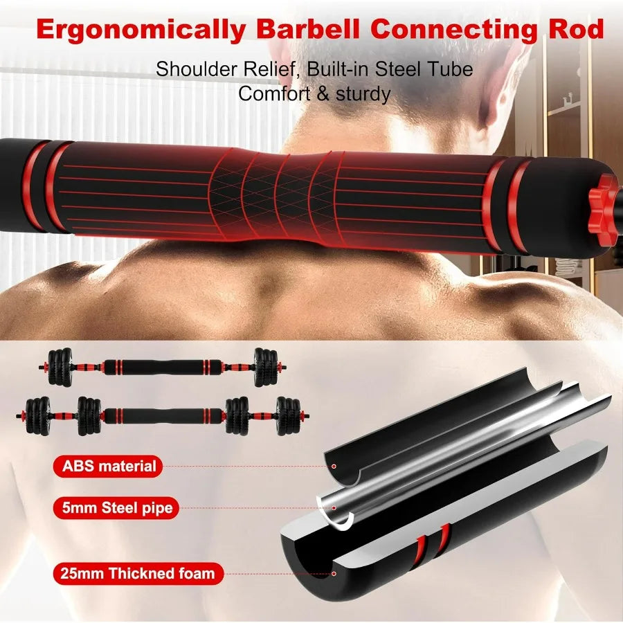 Adjustable Dumbbell Set,20LB(10LB Pair) Free Weight Set with Connector, 4 in1 Dumbbells Set Used as Barbell, Kettlebells, Push u