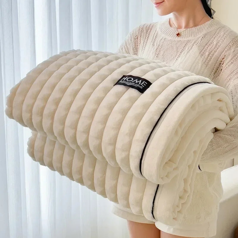 New Golden mink fleece cutting grid multifunctional leisure blanket, office nap blanket, high weight gold turtle fleece blanket