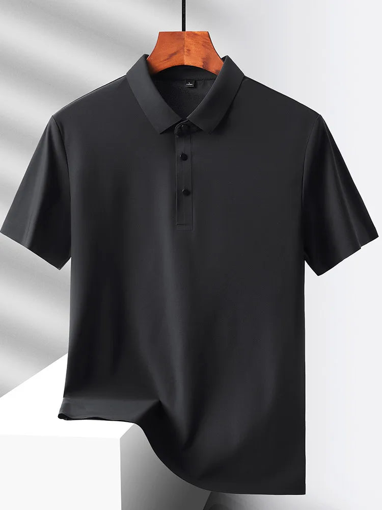 Selected popular nylon fabric dad's summer clothing middle-aged men's short sleeved T-shirt, summer ice silk quick drying mid
