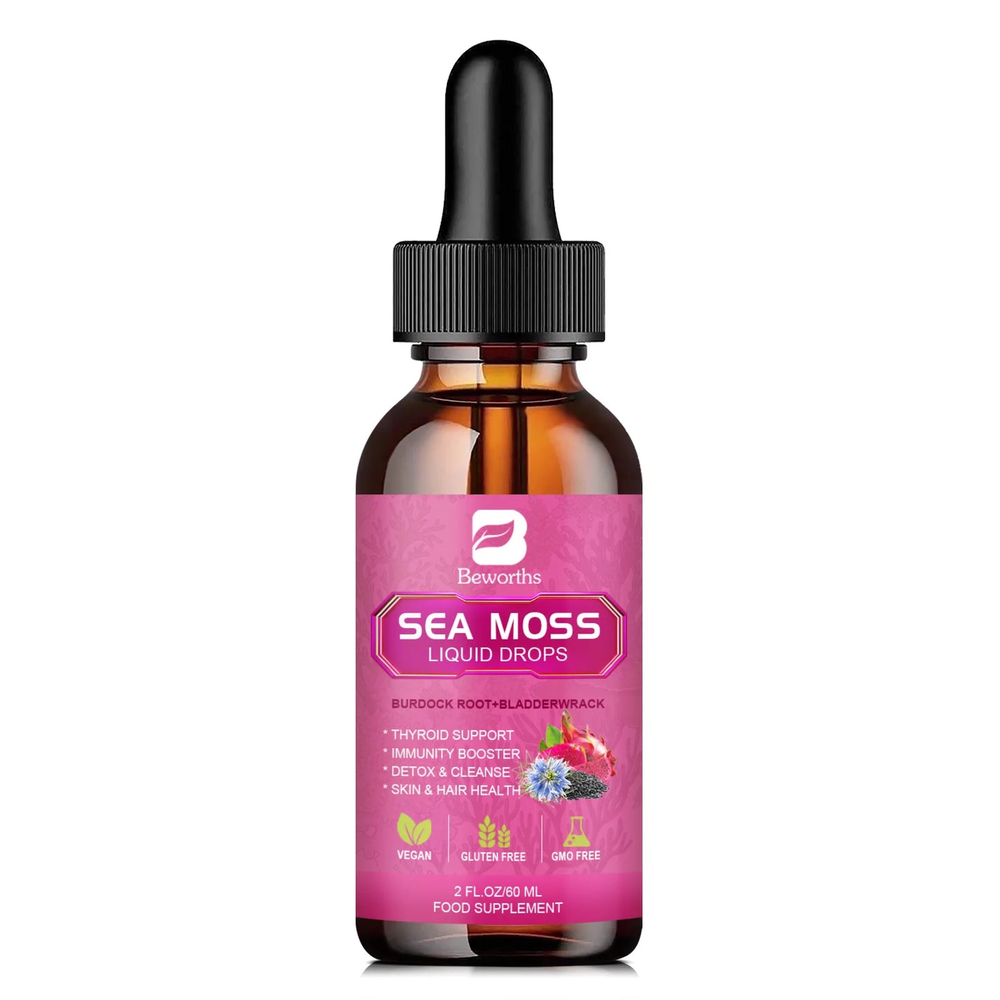 Beworths 3000mg Seamoss Organic Liquid Drops With Black Seed Oil