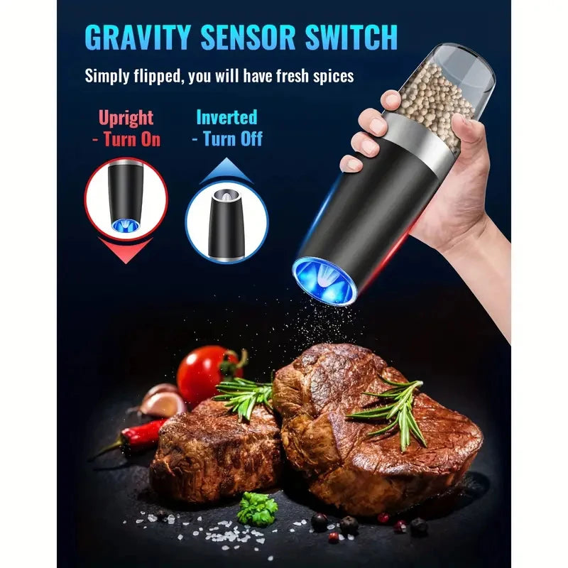 Gravity Electric Salt And Pepper Mill Battery Powered Adjustable Coarseness