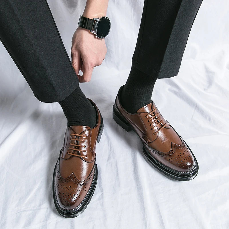 AXYGF Genuine Leather Shoes For Men Office Attire Formal Wear