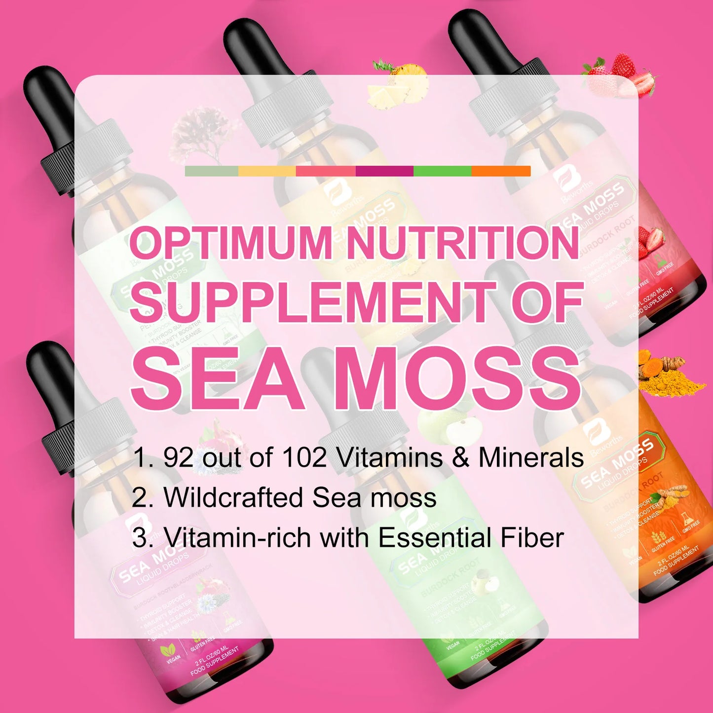 Beworths 3000mg Seamoss Organic Liquid Drops With Black Seed Oil