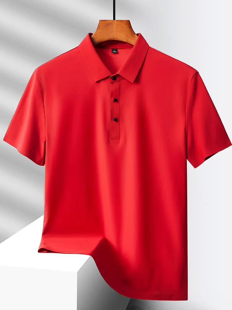 Selected popular nylon fabric dad's summer clothing middle-aged men's short sleeved T-shirt, summer ice silk quick drying mid