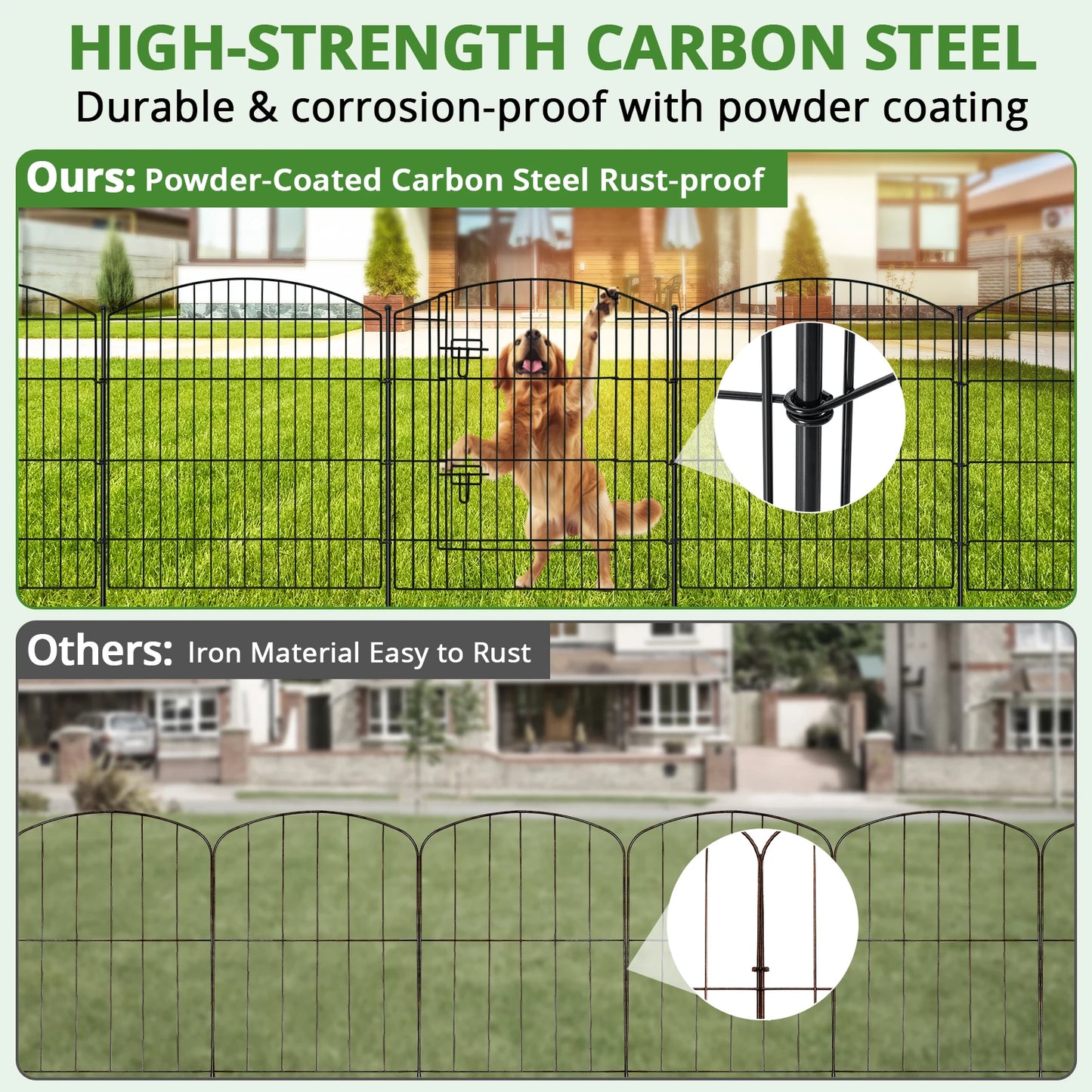 Decorative Metal Garden Fence With Gate For Outdoor Dog Fencing