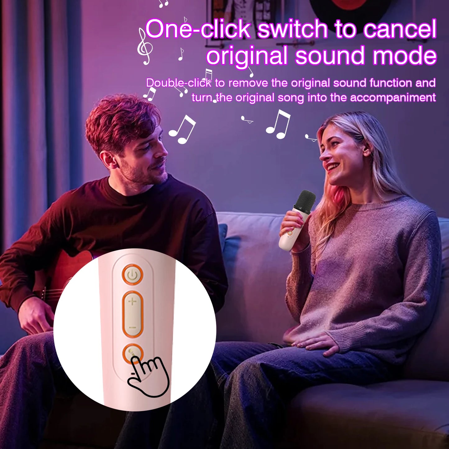 Odelettevcy Wireless Karaoke Speaker with Lighting and Dual Microphones