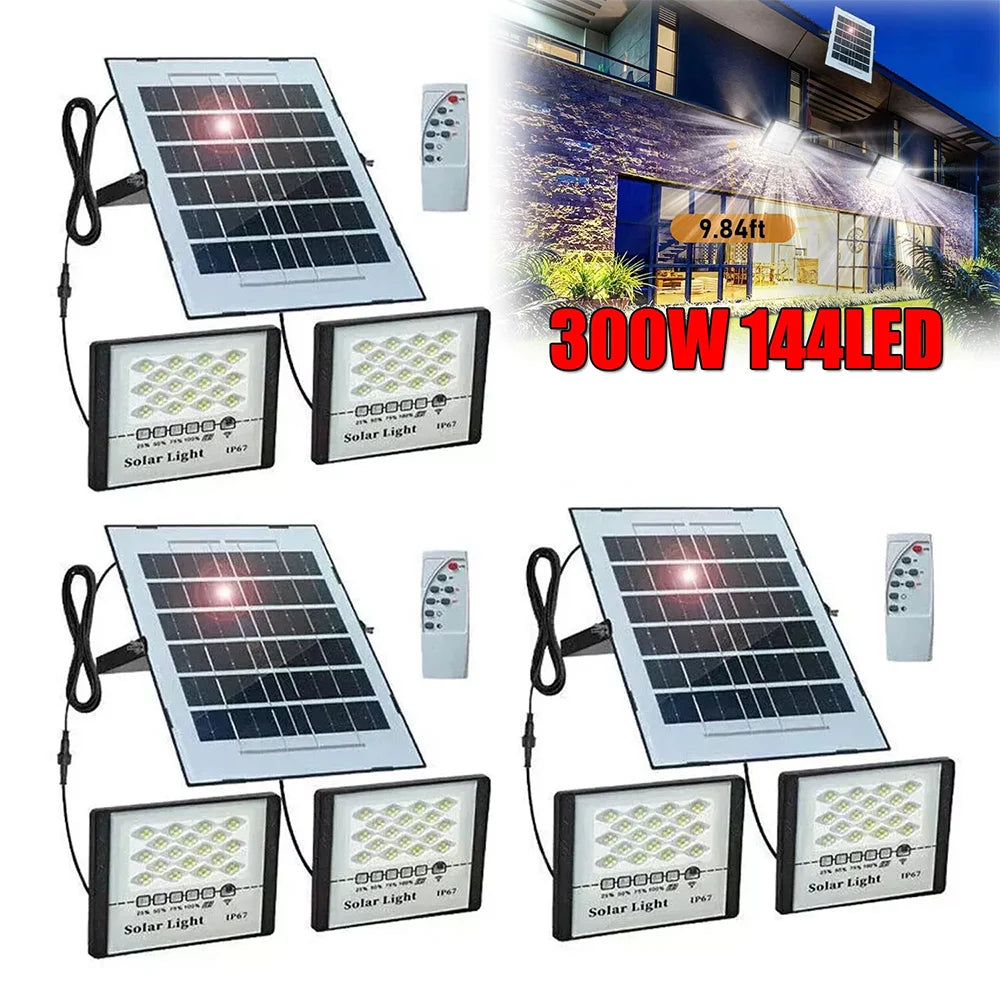 300W LED Solar Outdoor Flood Lamp Dusk to Dawn IP65