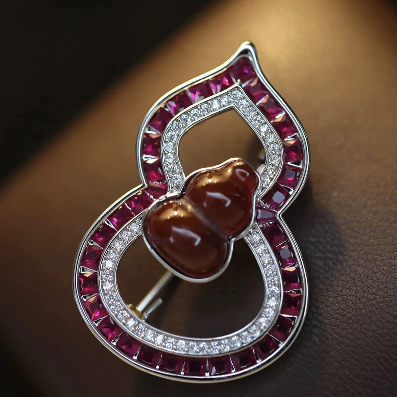 OKILY Palace Elegance Zircon Dancing  Girl Brooch Pins Temperament Enamel Bowknot Fan gingko Feather Corsage for Woman Ornament
