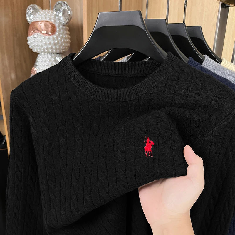 Luxury Solid Color Embroidered Knitted Sweater Long Sleeve 2026