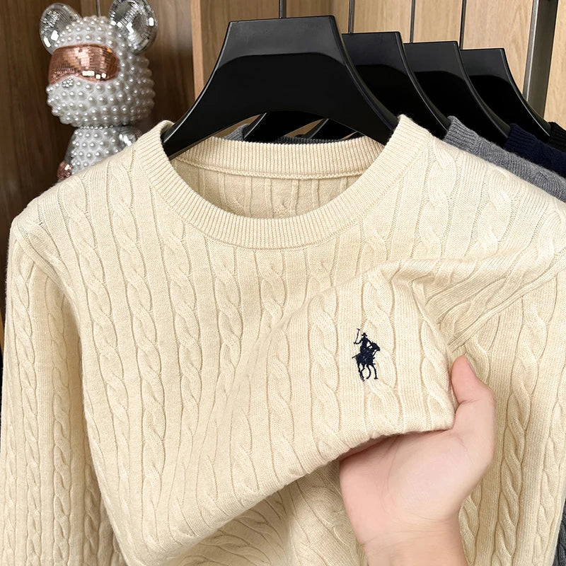 Luxury Solid Color Embroidered Knitted Sweater Long Sleeve 2026