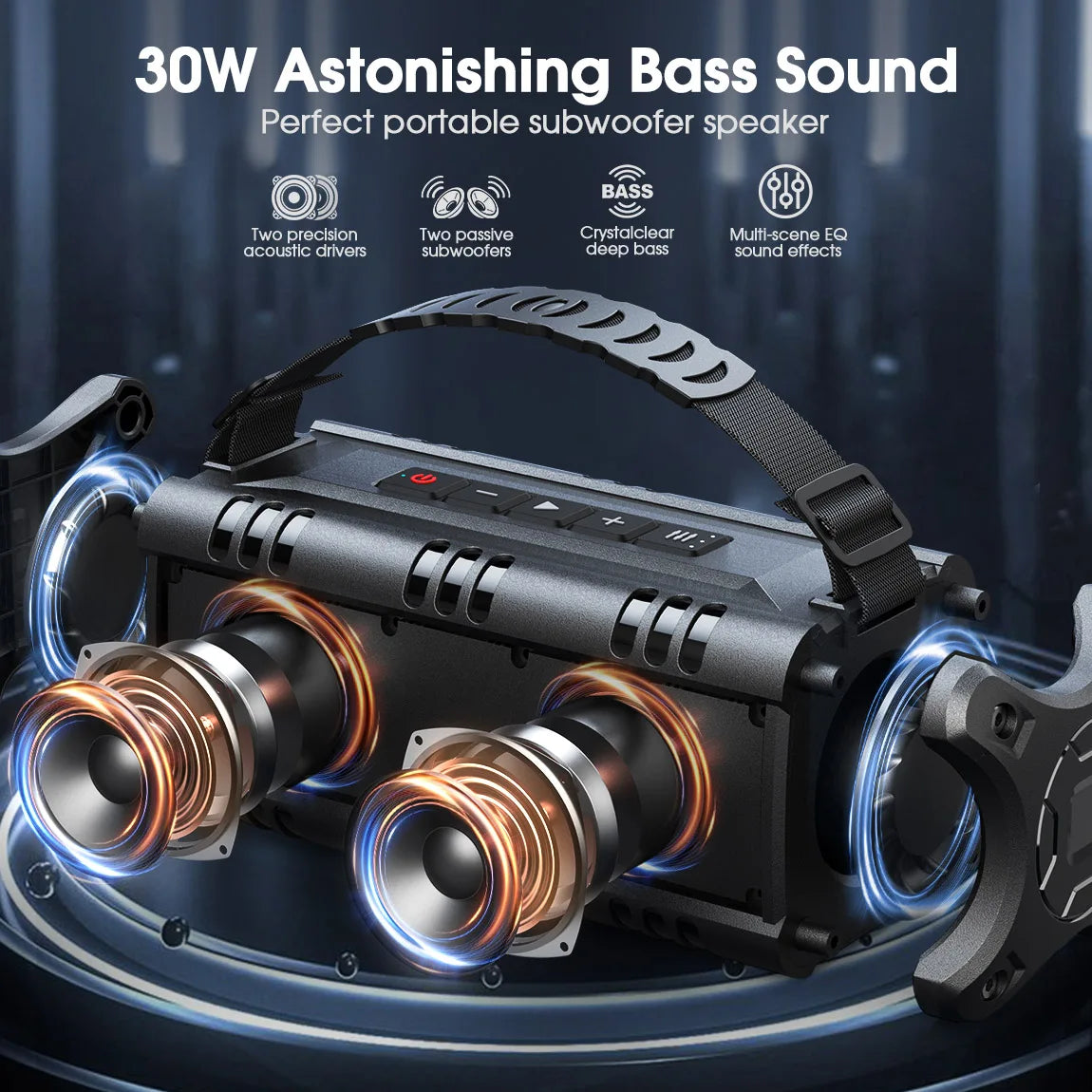 W-KING 30W Bluetooth Speaker IPX6 Waterproof Outdoor 24H Playtime