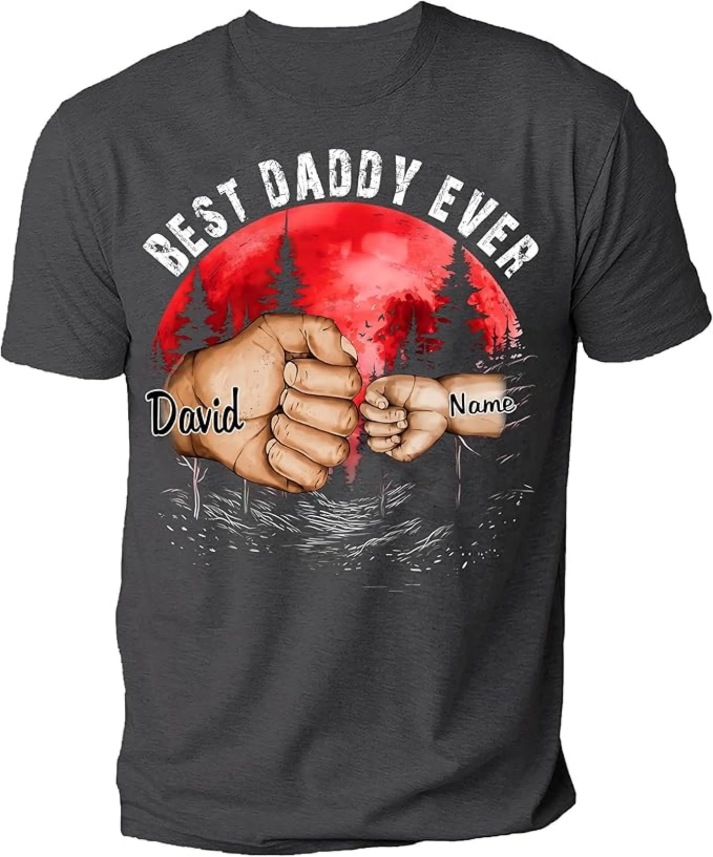 Best Grandpa Dad Ever Shirt Custom Fist Bump Kid Name