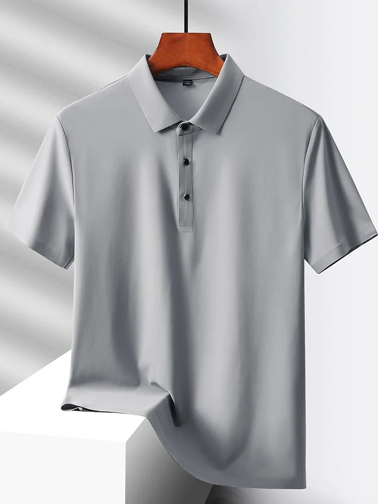 Selected popular nylon fabric dad's summer clothing middle-aged men's short sleeved T-shirt, summer ice silk quick drying mid