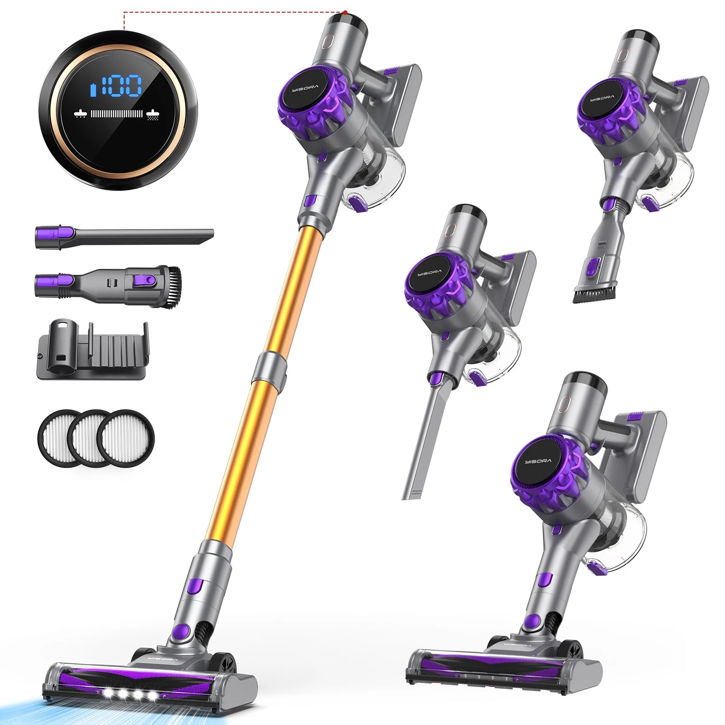 INSE YISORA Cordless Vacuum Cleaner 40Kpa 55 Minutes Run Time
