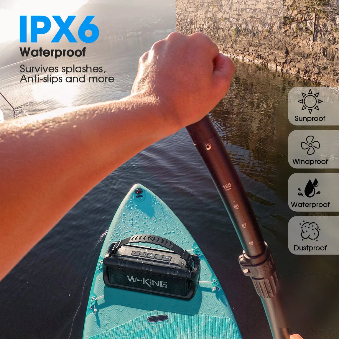 W-KING 30W Bluetooth Speaker IPX6 Waterproof Outdoor 24H Playtime