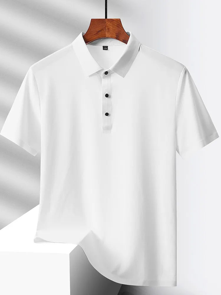 Selected popular nylon fabric dad's summer clothing middle-aged men's short sleeved T-shirt, summer ice silk quick drying mid